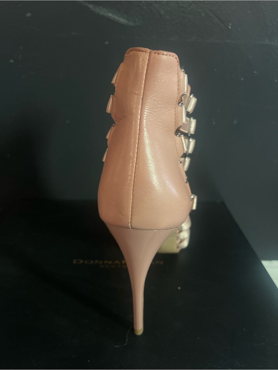 Donna Karan Rose Gold Gladiator Zip Heel Sandal